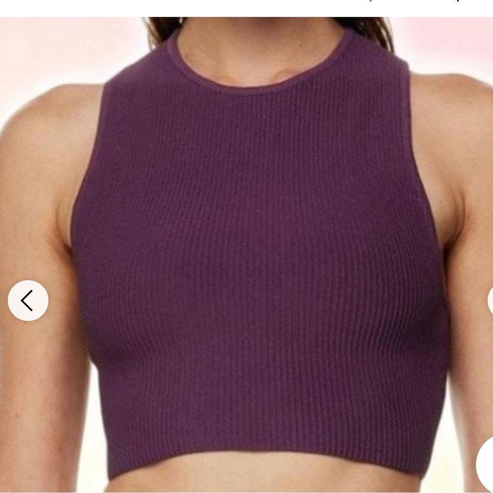 Aritzia Babaton Ribbed Sleeveless Crop Top - Plum small